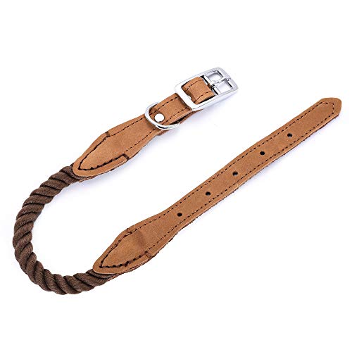 Mile High Life Rope Dog Collar | Durable Braided Cotton Rope Collars | Genuine Leather Dog Collar W Metal Pin Buckle | Classic Puppy Collars For Small Dog (Dark Brown) #TOP3