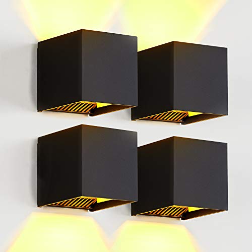 LANFU 4pack LED Aluminum Waterproof Wall Lamp, Waterproof Modern Outdoor Light 20W 100-277V 2700K Angle-Adjustment Outdoor Wall Light Warm Light 2LEDS ï¼ˆ4.73"inï¼‰