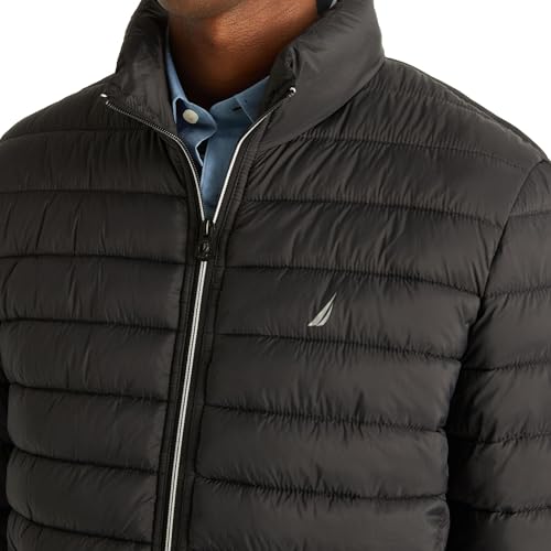 Image of Nautica Men's Reversible Quilted Puffer Jacket -Midweight Mechanical Stretch Winter Coat