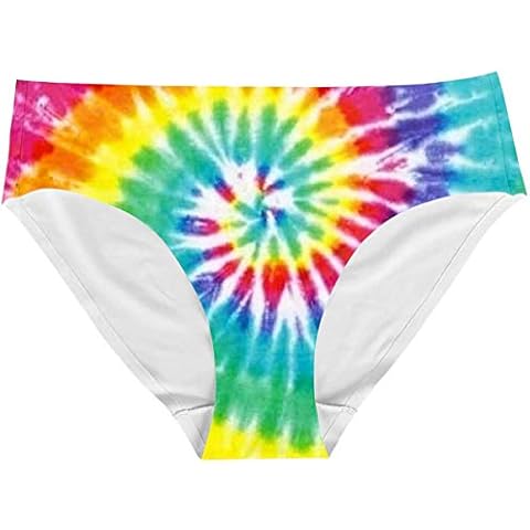 Xinind Comfortable Soft Seamless Shorts,Personalized Breathable Women Underwear,Tie Dye Rainbow Sexy Stretch Underwear,Low Rise Brief Cover
