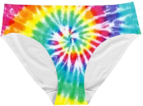Xinind Comfortable Soft Seamless Shorts,Personalized Breathable Women Underwear,Tie Dye Rainbow Sexy Stretch Underwear,Low Rise Brief #TOP4