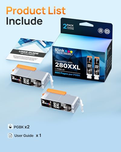 Image of E-Z Ink Compatible tr8620a Ink Cartridge Replacement for Canon 280 PGBK 280 XXL Canon Ink PGI-280XXL to use with PIXMA TR8520 TR8620 TR8622a TS9521C TS6120 TS9120 TS6320 TR7520(2 PGBK)