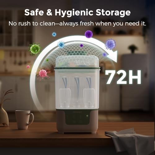 Momcozy Baby Bottle Sterilizer and Dryer, 6-Bottle Compact Steam Sterilizer - 5