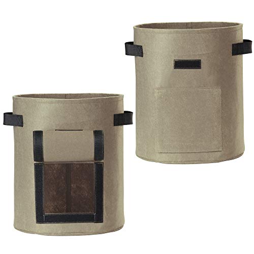 LAGarden 2 Packs 7 Gallon Potato Planting Bag Observation Harvest Window Patio