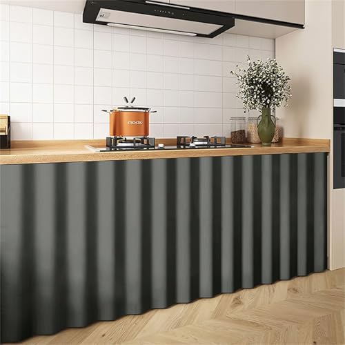 Odot Cortinas de Gabinete con Autoadhesivo Color Sólido, Gabinete de Zapatos Debajo del Fregadero Cortina Cocina, No Poroso Sombreado Cocina Puerta para Cocinas, Armarios (Gris,100x70cm)