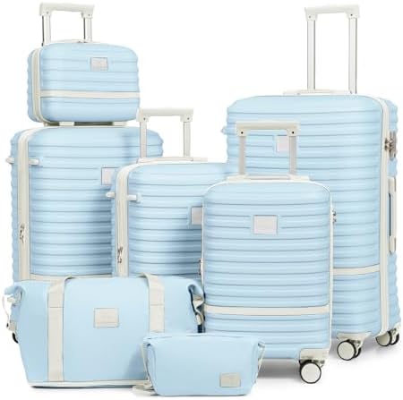 Joyway Luggage Set 3 Piece Suitcase Sets, Expandable Carry on Luggage with Spinner Wheel, Hard Shell Luggage Set with TSA Lock, Black brown, 4 piece set (13/20inch), Hardside Expandable Travel Laggage 47