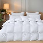 Luxury Goose Down Comforter Twin/Twin XL Goose Feather Duvet,750 Fill Power,Filled with Feather and DownFiber 70 OZ-All Season White Duvet Insert- 100% Organic Cotton 8 Corner Tabs 68 x 90 Inch