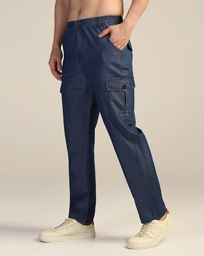 Image of TAGDO Men's Straight Fit Cotton Cargo Jeans Pant (2040)