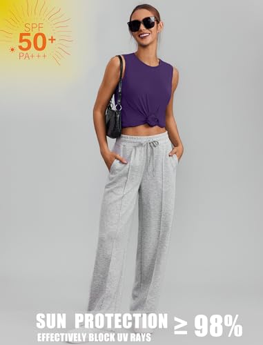 Image of PINSPARK Workout Tank Tops for Women UPF 50+ Side Slits Athletic Gym Shirt