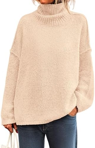 PRETTYGARDEN Womens Turtleneck Long Sleeve Sweater 2025 Fall Trendy Loose Fit Knit Tops Oversized Pullover Sweaters