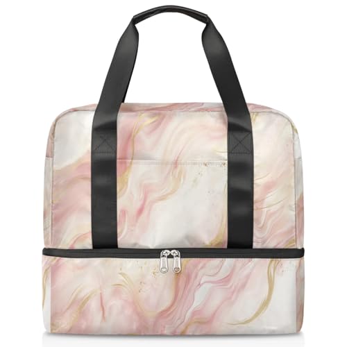 Bolsa de viaje con compartimento separado y diseño de mármol para gimnasio y deporte