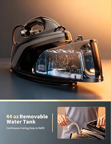 Image of Sundu Steam Iron for Clothes with Rapid Heating Ceramic Coated Soleplate, 1500W, Auto-Off Safety, Burst of Steam, Self-Clean, Anti-Calc, Anti-Drip 300ml Water Tank for Clothes Ironing Dark Black