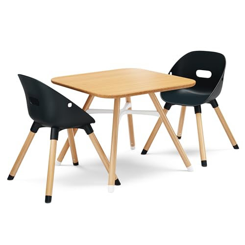 Lalo The Play Kit - Kids Table and Chairs Set - Toddler Activity Table for Playroom Snack Time Arts & Crafts - Easy to Clean - Natural/Licorice