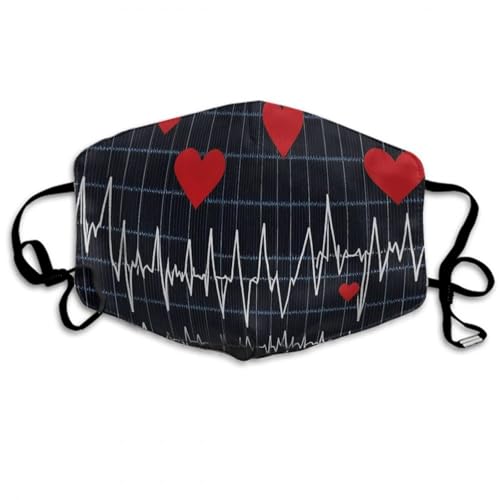 WUXEKZO Adult Windproof, Anti Dust Cloth Face Mask Mouth Cloth Shields Calling All Nurses Heart Beat Mouth Covers Bandanas Balaclava, Warm Mouth Decoration for Outdoor Cosplay Cycling