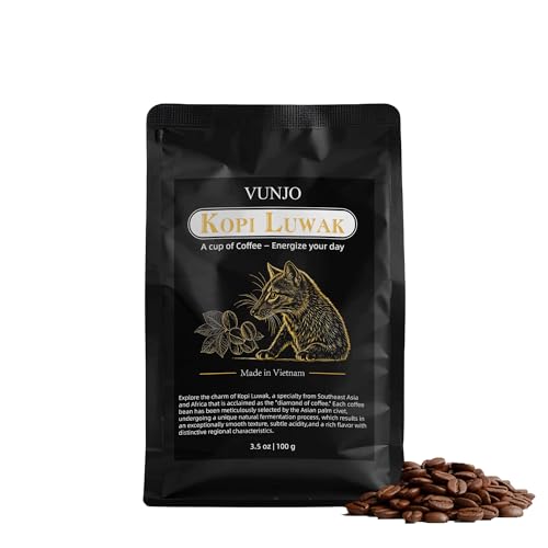 VUNJO Wild Kopi Luwak Coffee Beans, Medium Roast, Civet Coffee