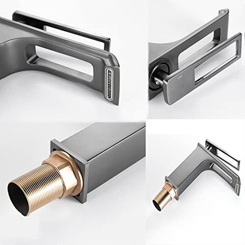 Grifo de lavabo cascada de latón gris para baño con grifería monomando hídrica 7