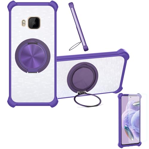 jioeuinly Case Compatible for HTC One M8 Phone Case Cover [with 1* Tempered Glass Screen Protector] Hybrid Case[360°Ring Support, Magnetic] CX-02-ZI