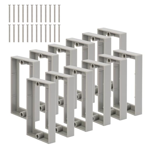 12PCS 1/2 Inch Single Gang Outlet Box Extender,Electric Outlet Extender Box with 24 Screws,Electrical Outlet Extender for Electrical Outlet Box & Electrical Outlet Switches, Gray