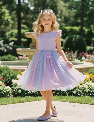 Image of PATPAT Girl's Tulle Dress Tutu Party Birthday Poster Formal Fancy Flower Princess Dresses