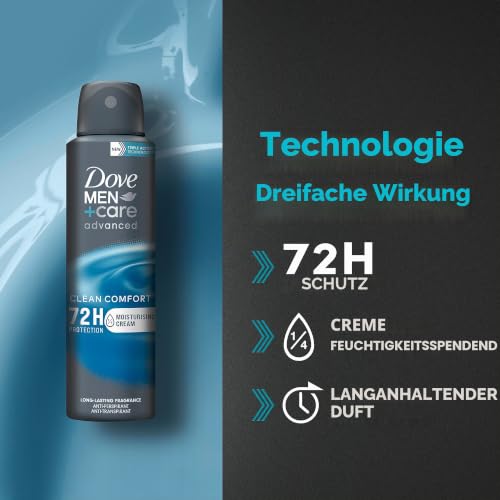 Dove Men+Care Advanced Clean Comfort 72 H Men Spray, 150 ml, 3 Stück – Ansicht 4