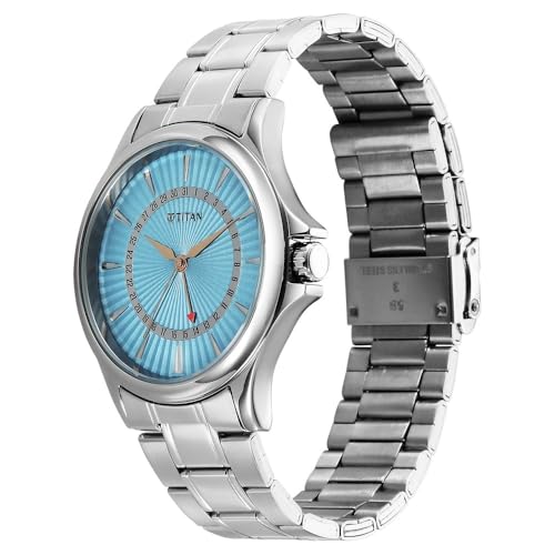 Image of Titan Karishma Quartz Analog with Date Blue Dial Stainless Steel Strap Watch for Men