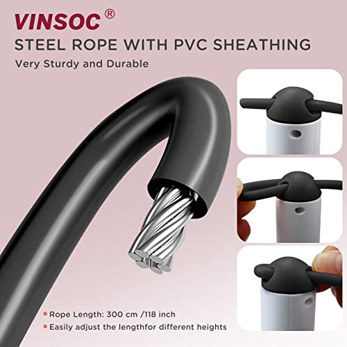 Skipping Rope with Counter, VINSOC 2 in 1 Adjustable Ropeless Digital Jump Rope with Calorie Counter, Non-Slip Handles - Image 4
