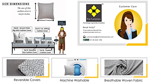 Image of Reversible 16x16 Grey Cotton Argyle Woven Pack of 1 Fashion Throw Pillow Covers Cases for Couch Sofa Home Decoration | 40x 40 cm