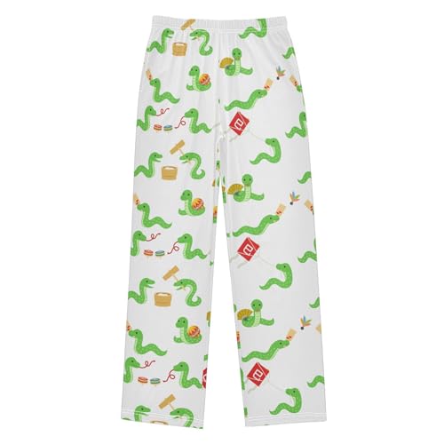 Boys' Pants Green Snake New Year Long Bottoms Jogger Pants Elastic Waist Trousers with Pockets S-XL