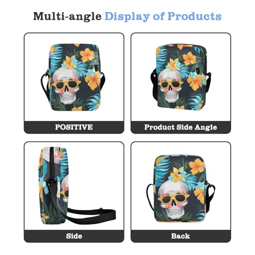 Tropical Flowers Skulls Summer crossbody messenger bag green crossbody bags for women Purses Cross Body Bag Adjustable Strap for business outdoor sports4
