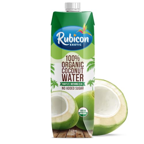 Rubicon 100% Natural Organic Coconut Water - 1L | No Added Sugar | Hydrating Electrolyte Drink with Essential Nutrients | Vegan & Vegetarian Friendly | Not from Concentrate | USDA Organic Certified