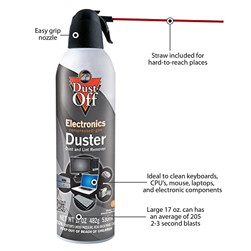 Dust-Off DPSJMB2 Disposable Compressed Gas Duster, 17 oz Cans, 2/Pack