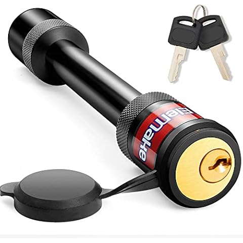 Elemake Trailer Hitch Lock - Hitch Pin Lock 5/8" for Class III IV 2'' and 2-1/2'' Receivers, Heavy Duty Anti-Theft Receiver Hitch Lock with Brass Core Locking, Weatherproof Cap Cover