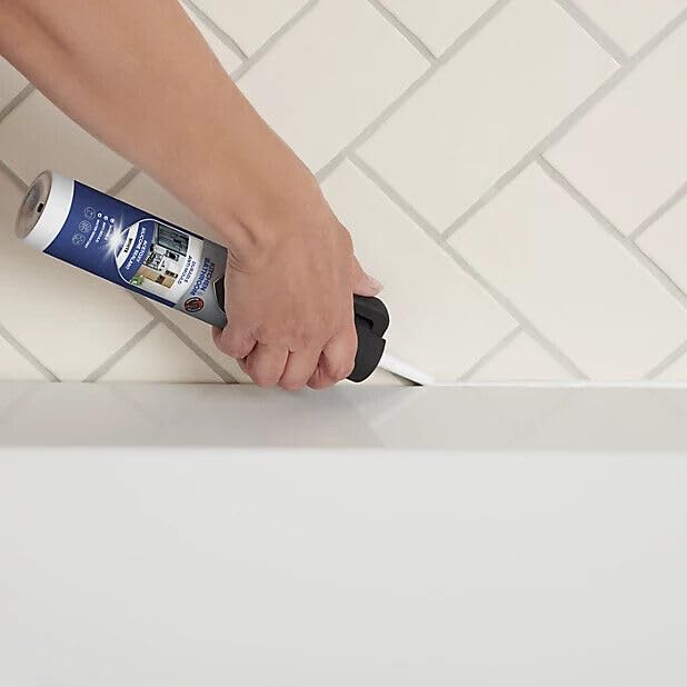 Volden Mould & Mildew Resistant White Bathroom & Kitchen Sanitary Sealant 200ml - applicator not included