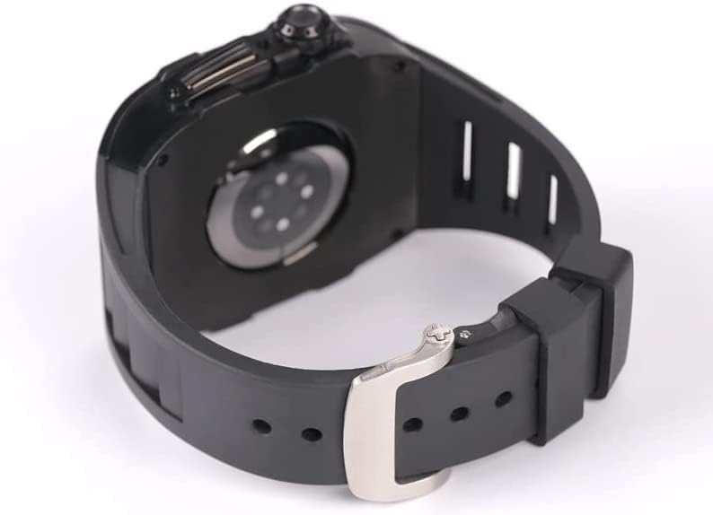 Miniatura 6 de OPKDE Luxury Diamond Stainless Steel Cover Case For Apple Watch 78 45mm 44mm With Fluororubber Strap Upgrade Alloy Zircon Bezel Modification Kit