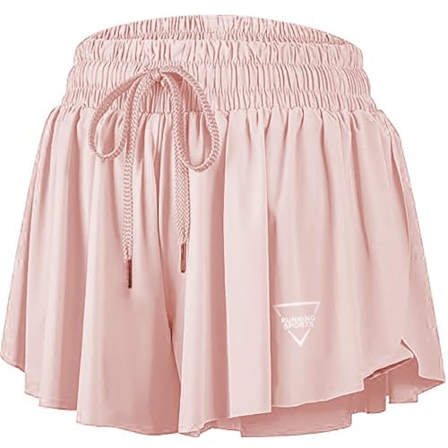 JoyGirl Sporthose Damen Kurz 2 in 1 Sport Shorts Schnelltrocknend Laufhose Gym Yoga Tennis Jogging Shorts Sommer mit Taschen (Hellrosa XS)