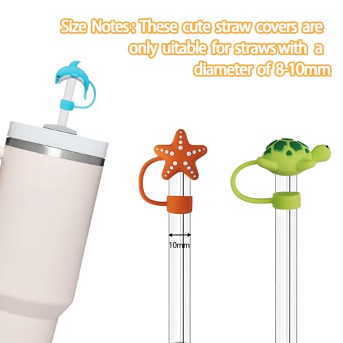 Image of 14Pc Straw Cover for Stanley Cup, Silicone Straw Topper for Stanley Cup 30&40oz with Tumblers, 10mm 0.4in Lid Accessories (Reusable)