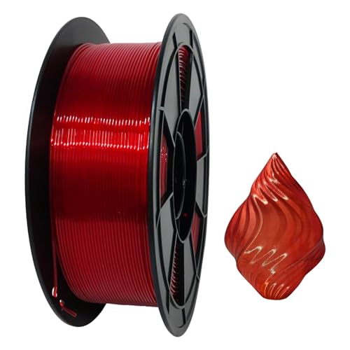 Food Safe 1.75mm Transparent Red PETG Filament, Strong PETG 3D Printer Filament for 60-500mm/s High Speed FDM 3D Printers,1KG/2.2lbs