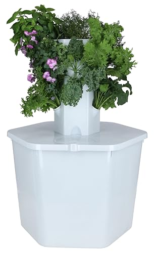 Aerospring Vertical Outdoor Hydroponic System, Grow 9 Large Lettuce, Vegetables, Herbs, Fruit | 20 Gallon Water Tank, 20' Pump Cable, Smart WiFi Timer | Easy Assembly & Use | Great for Beginners