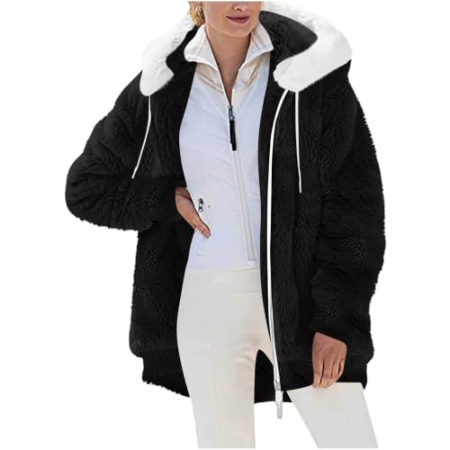 FPMLUXLL Womens Fleece Jacket Oversized Zip Up Hooded Casual Winter Coat - image 4