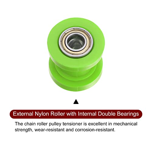 sourcing map Kettenrolle Riemen Scheibe Spanner 10mm Nylon Rille Schieberegler für Mini Motorrad Dirt Fahrrad Atv Go-Kart Schiebetür Bewässerung Ausrüstung Grün