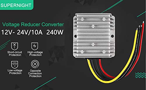 SUPERNIGHT Przetwornik napięcia DC DC 12 V na 24 V 10 A 240 W, wodoodporny