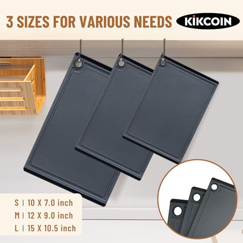 Kikcoin 3-Piece Large Dishwasher Safe Cutting Board Set, Gray