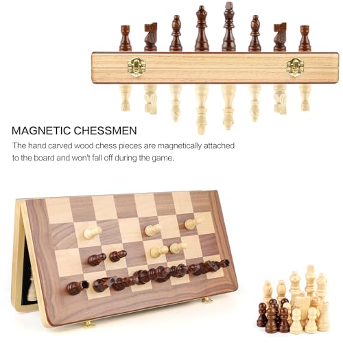 Juego de Ajedrez de Madera Magnético Plegable 15 Pulgadas miniatura 7