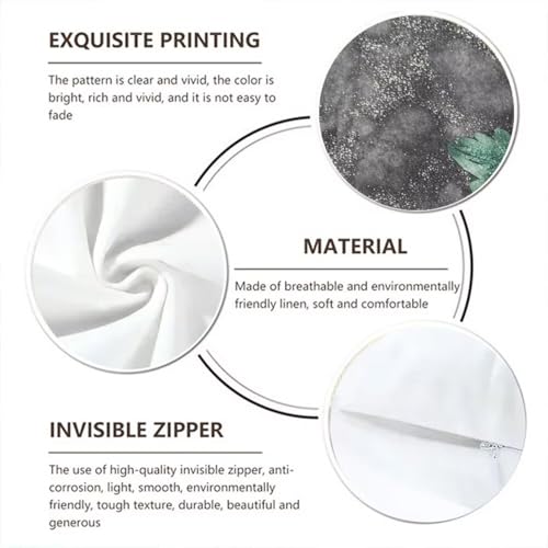Housse coussin oreiller avec fermeture éclair invisible velours blanc vert 70x90