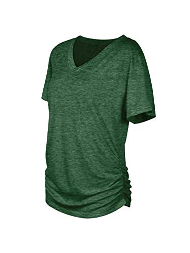 Womens Summer Tops Short Sleeve Casual Vneck Plain Maternity Tshirts Green Xl #TOP4