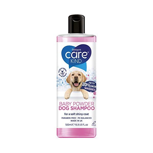 CAREKIND Baby Powder Hunde-Shampoo 500 ml professionelles Hundepflege-Shampoo für stinkende Hunde mit babyfrischem Duft, bestes Welpen-Shampoo mit Conditioner, veganes Haustier-Shampoo (1 x 500 ml)