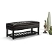 SIMPLIHOME Cosmopolitan 44 inch Wide Transitional Rectangle Storage Ottoman Bench with Open Bottom in Tanners Brown Vegan Faux Leather, Assembled for the Living Room and Bedroom
