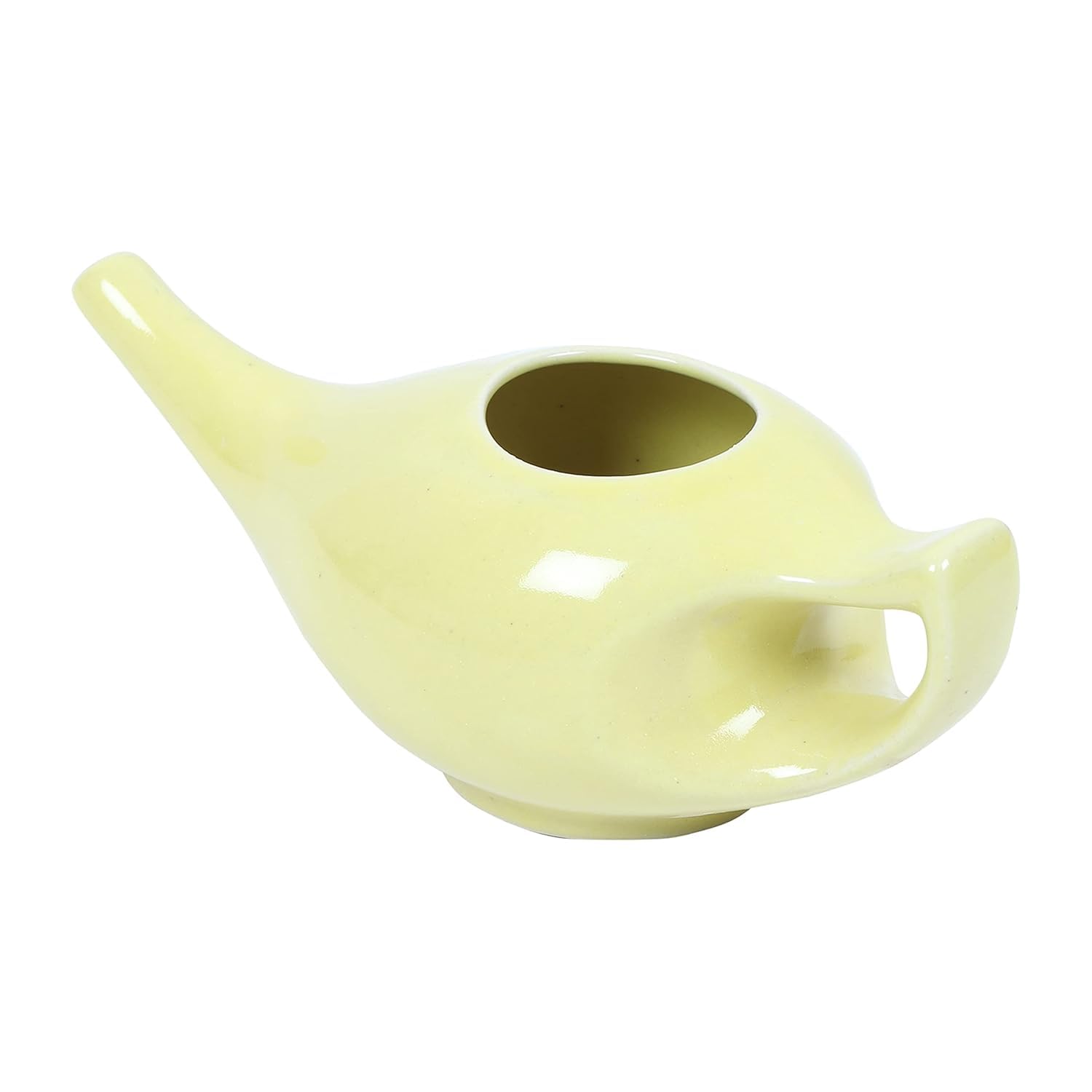 QIMACPLUS Leak-Proof Durable Ceramic Jal Neti Pot | Non-Metallic, Lead-Free, Microwave & Dishwasher Safe with Comfortable Grip | 1 PCS (Yellow - 220 ML) 1