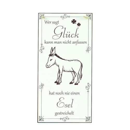 Dekolando Cartel de burro con texto en alemán "Ich kann man streicheln - Spruch mit Tier Motiv - Vintage Dekoschild Tiere Deko Türschild mit Tiermotiven - 10 x 20 cm