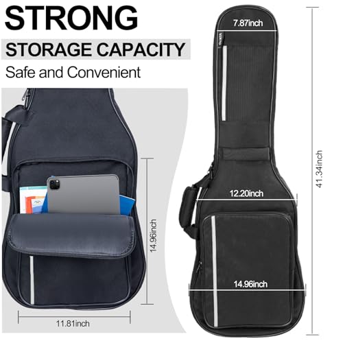 Image of VEKTO Electric Guitar Gig Bag Padded Soft Guitar Case with 900D Waterproof Fabric, 2 Storage Pockets, Adjustable Backpack Straps, Portable Lightweight Guitar Bag, Black